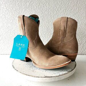 Lane Womens Plain Jane Booties Latte Suede Western Ankle Cowboy Cowgirl Boots 9